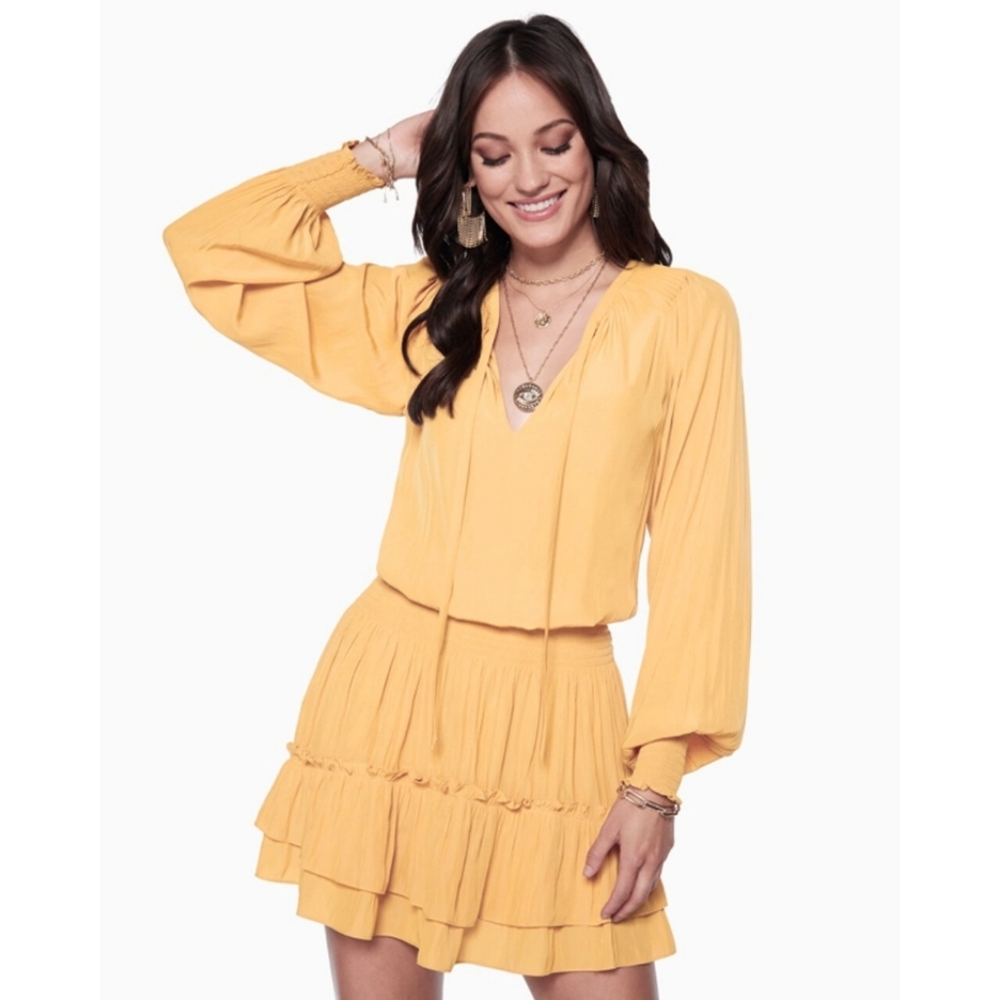 RAMY BROOK Belle Ruffle Mini Dress In Butterscotch XS